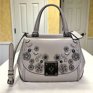 NEW Rare Coach Drifter Willow Floral + Matching Wallet Gray Birch